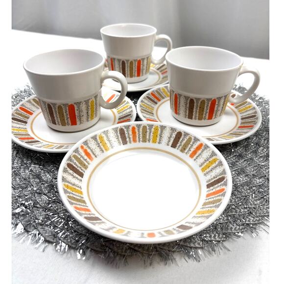 1970'S Set of 3 Noritake Mardi Gras Cup/Saucer w/Small Bowl Japan Mod Retro - Picture 1 of 12